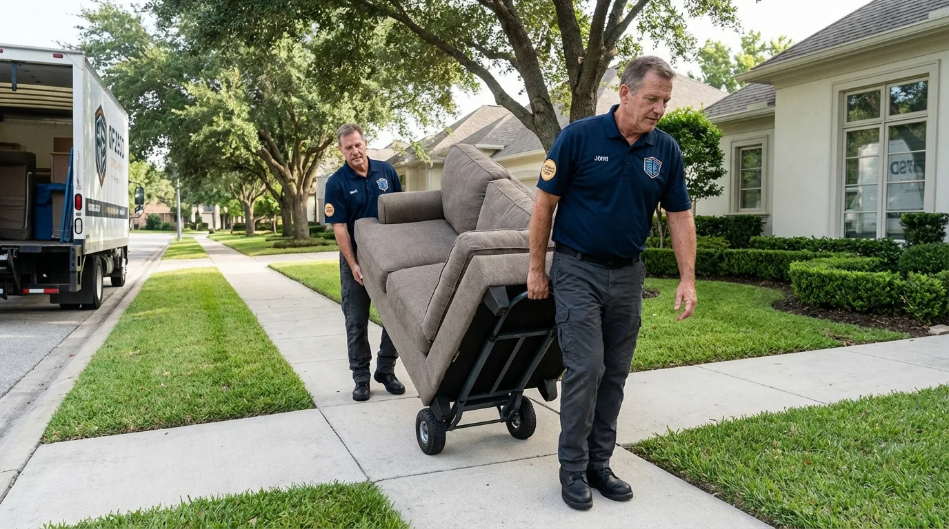 Local residential moving crew loading furniture in Kewanee, IL